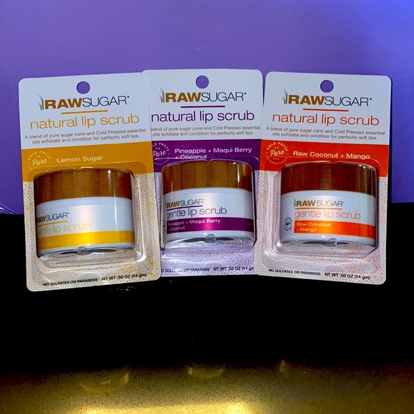 NEW RAW SUGAR NATURAL LIP SCRUB TRIO .5 oz each - Picture 1 of 6
